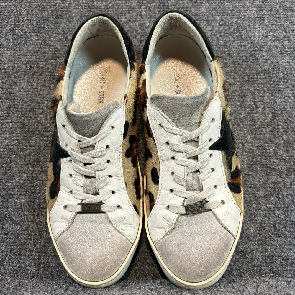Saint + Sofia Spitalfields Leopard Star Sneakers Suede Leather Low Top Women 7.5